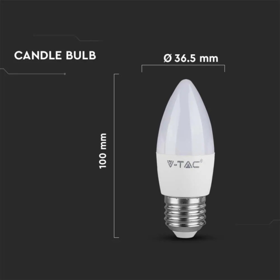 V-TAC 4.5W E27 természetes fehér LED gyertya égő - SKU 2143431