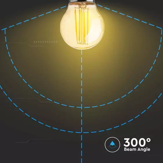 V-TAC 4W borostyán E27 meleg fehér filament G45 LED kisgömb égő - SKU 217100