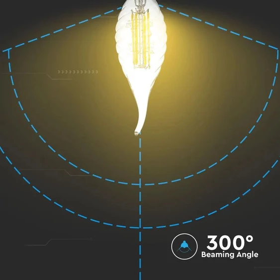 V-TAC 4W E14 hideg fehér filament LED csavart gyertyaláng égő - SKU 4432