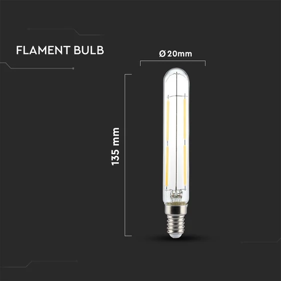V-TAC 4W E14 hideg fehér filament T20 LED égő - SKU 212703