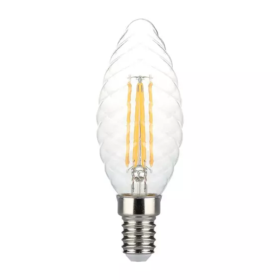 V-TAC 4W E14 meleg fehér dimmelhető filament C35 LED csavart gyertya égő - SKU 214367