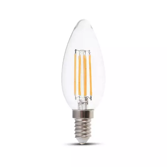 V-TAC 4W E14 meleg fehér dimmelhető filament gyertya LED égő - SKU 2870