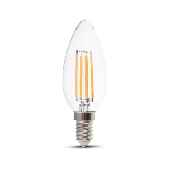 V-TAC 4W E14 meleg fehér filament LED gyertya égő csomag (2 db) - SKU 7365