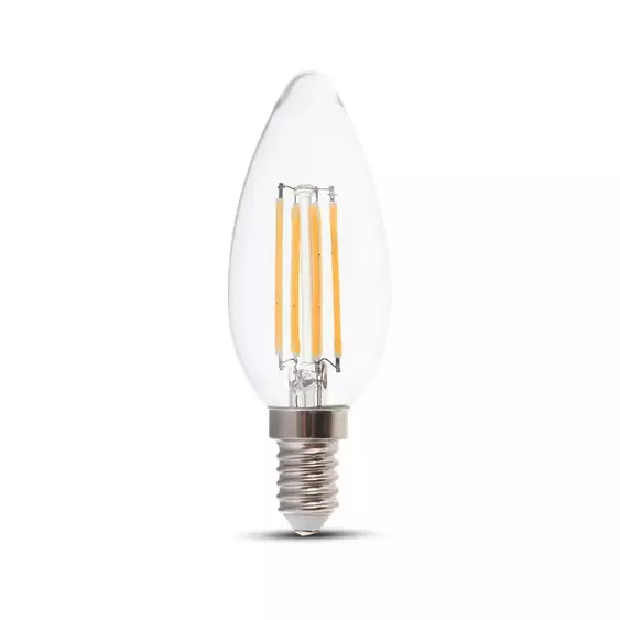 V-TAC 4W E14 meleg fehér filament LED gyertya égő - SKU 214301