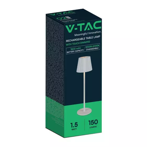 V-TAC 1.5W fehér, érintéssel vezérelhető akkumulátoros LED lámpa, CCT - SKU 10326