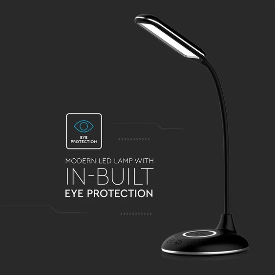 V-TAC 4W fekete dimmelhető asztali LED lámpa, változtatható színhőmérséklet - SKU 218604