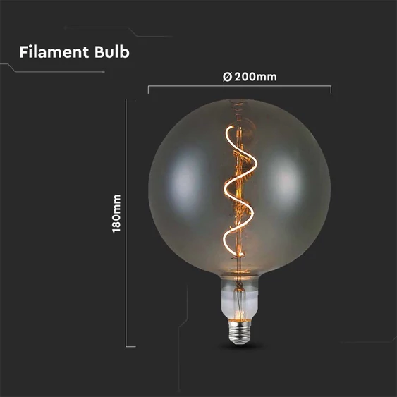 V-TAC 4W füstözött E27 G200 filament LED égő, meleg fehér - SKU 23170