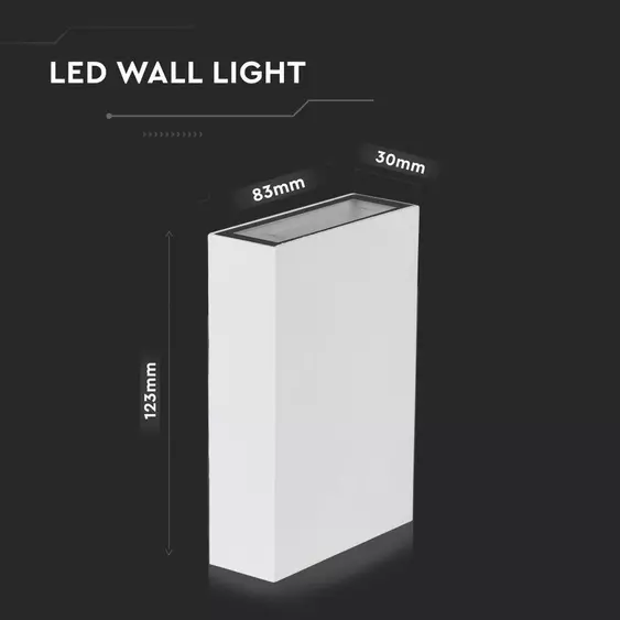 V-TAC 4W kültéri fehér fali LED lámpa hideg fehér, 100 Lm/W - SKU 218562