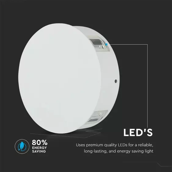 V-TAC 4W kültéri, fehér, kerek fali LED lámpa természetes fehér - SKU 8214