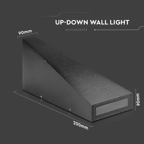 V-TAC 4W kültéri, fekete, fali LED lámpa természetes fehér - SKU 218298