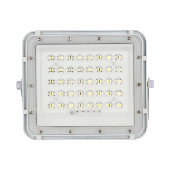 V-TAC 5000mAh napelemes LED reflektor 6W hideg fehér, 400 Lumen, fehér házzal - SKU 7839