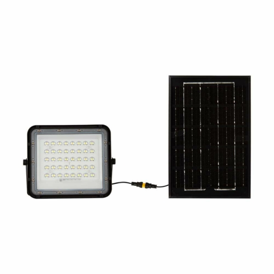 V-TAC 5000mAh napelemes LED reflektor 6W hideg fehér, 400 Lumen, fekete házzal - SKU 7821