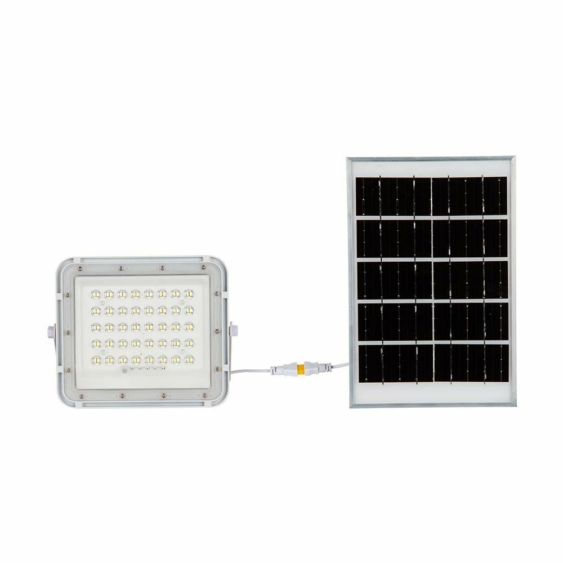 V-TAC 5000mAh napelemes LED reflektor 6W természetes fehér, 400 Lumen, fehér házzal - SKU 7840