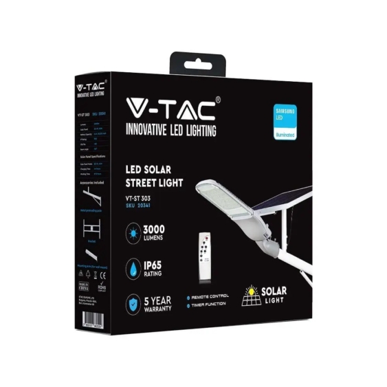 V-TAC 50W napelemes utcai térvilágító, természetes fehér - SKU 7837