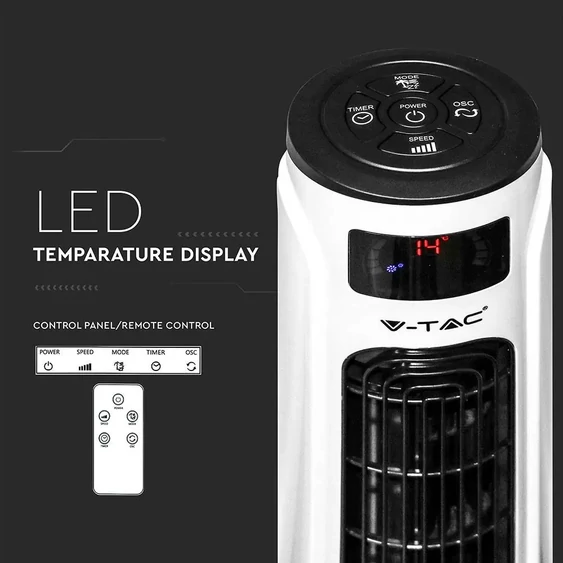 V-TAC 55W ventilátor, digitális kijelzővel, távirányítóval - SKU 7902