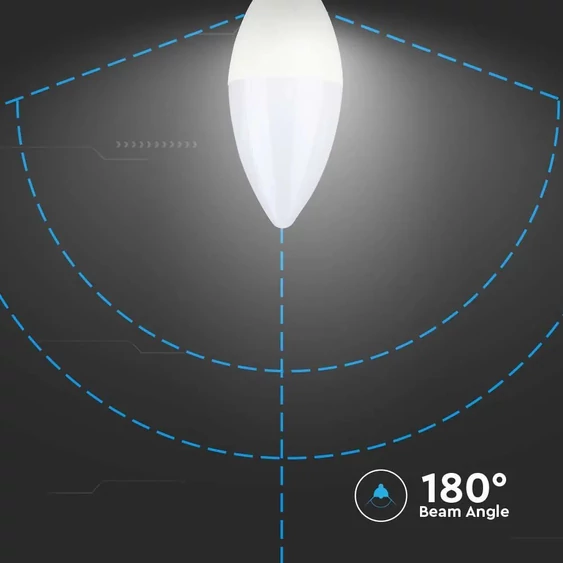 V-TAC 5.5W dimmelhető E14 természetes fehér C37 LED gyertya égő - SKU 2120186