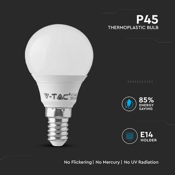 V-TAC 5.5W E14 meleg fehér LED égő - SKU 168