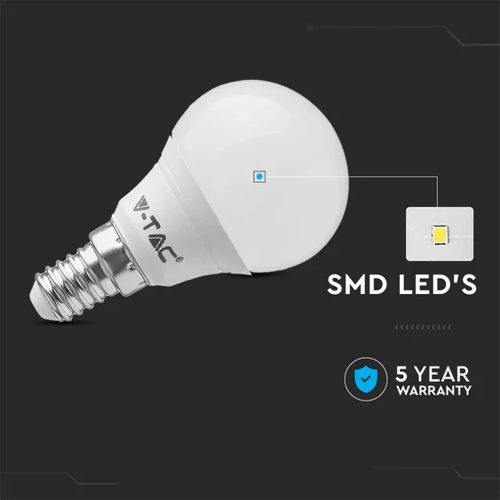 V-TAC 5.5W E14 természetes fehér CRI>95 LED égő - SKU 7489