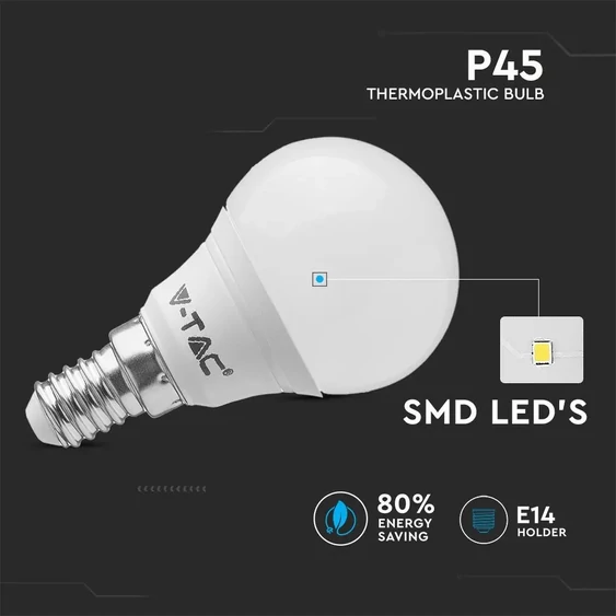 V-TAC 5.5W E14 természetes fehér LED égő csomag (2 db) - SKU 7356