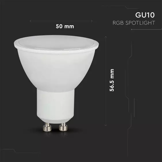 V-TAC 5.5W GU10 RGB+ Meleg fehér spot LED égő, 24 gombos távirányítóval  - SKU 2927