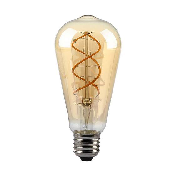 V-TAC 4.8W borostyán E27 dimmelhető spirál filament ST64 LED égő, 1800K - SKU 217416