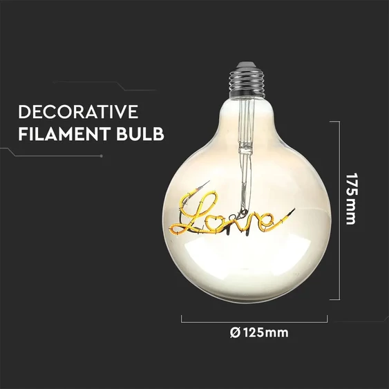 V-TAC 5W borostyán E27 meleg fehér filament LED égő - SKU 2700