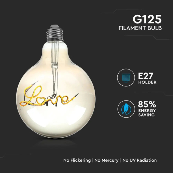 V-TAC 5W borostyán E27 meleg fehér filament LED égő - SKU 2700