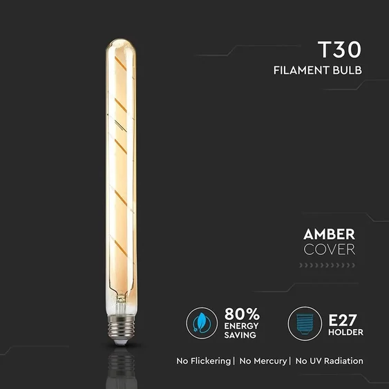 V-TAC 5W borostyán E27 meleg fehér filament LED égő - SKU 7142