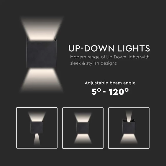 V-TAC 5W kültéri, fekete, szögletes, fali LED lámpa természetes fehér, 140 Lm/W  - SKU 217087