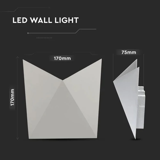 V-TAC 5W kültéri, szürke, fali LED lámpa meleg fehér - SKU 218284