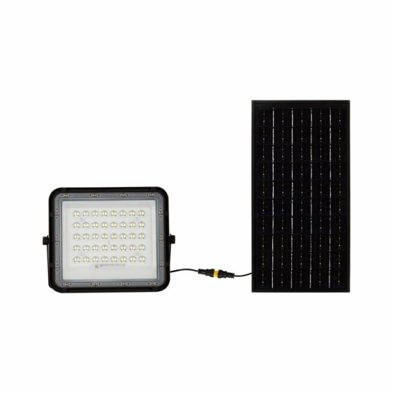 V-TAC 6000mAh napelemes LED reflektor 10W természetes fehér, 800 Lumen, fekete házzal - SKU 7824