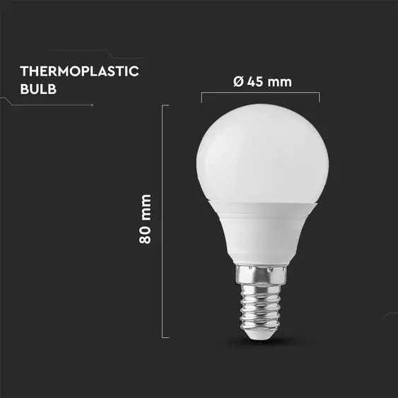 V-TAC 6.5W E14 meleg fehér P45 LED égő - SKU 21863