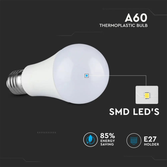 V-TAC 6.5W E27 hideg fehér LED égő 160 Lm/W - SKU 2808