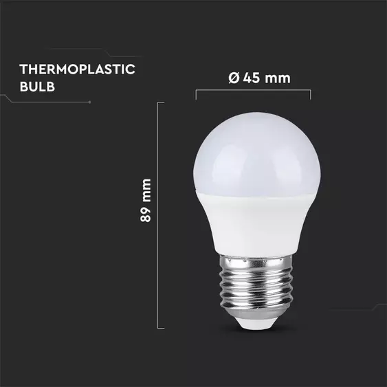 V-TAC 6.5W E27 meleg fehér LED égő - SKU 21866