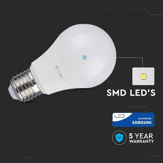 V-TAC 6.5W E27 természetes fehér LED égő - SKU 256