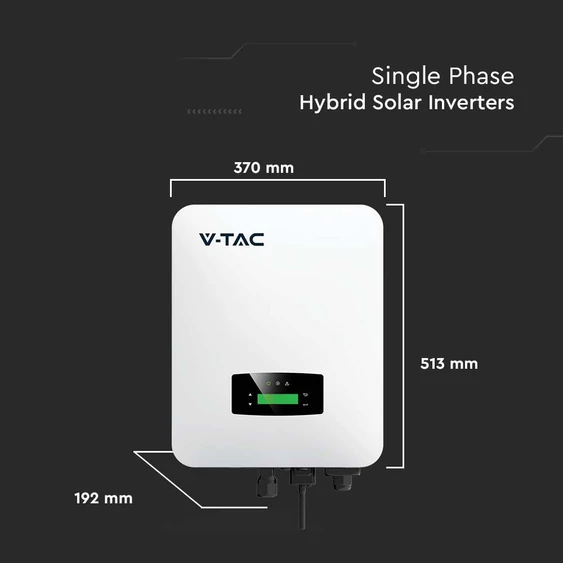 V-TAC 6kW egyfázisú hibrid inverter, 14 db 450W napelem - SKU 100156