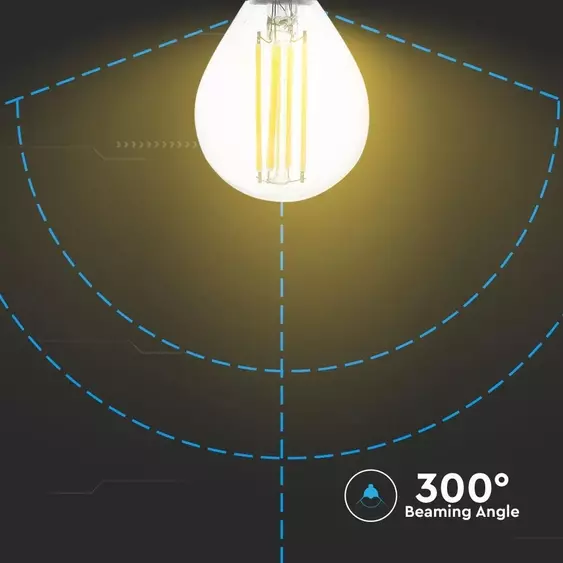 V-TAC 6W E14 hideg fehér filament P45 LED égő, 130Lm/W - SKU 2856