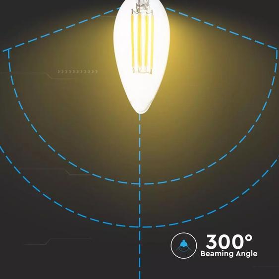 V-TAC 6W E14 meleg fehér filament LED égő, 130Lm/W - SKU 2848