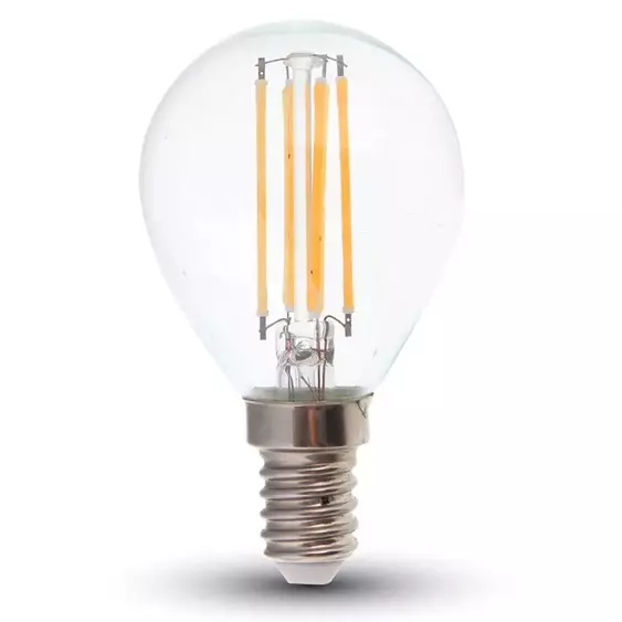 V-TAC 6W E14 meleg fehér filament P45 LED égő, 100 Lm/W - SKU 2845