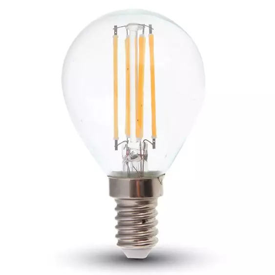 V-TAC 6W E14 természetes fehér filament P45 LED égő, 100 Lm/W - SKU 2846