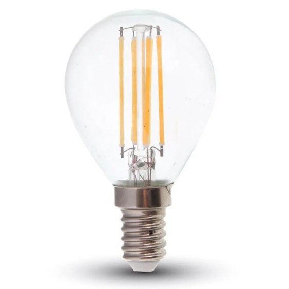 V-TAC 6W E14 természetes fehér filament P45 LED égő, 130Lm/W - SKU 2855