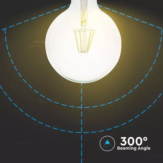 V-TAC 6W E27 hideg fehér filament LED égő - SKU 7427