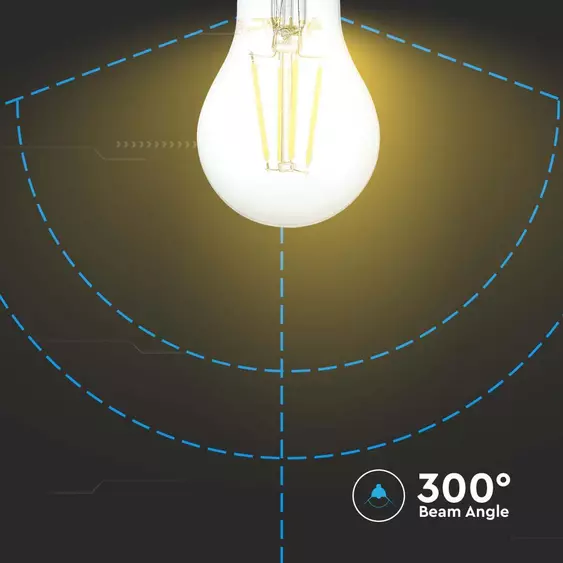 V-TAC 6W E27 meleg fehér filament A60 LED égő - SKU 214272