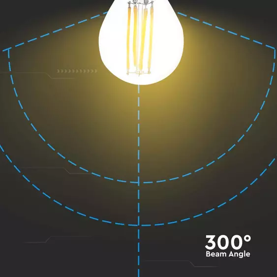 V-TAC 6W E27 meleg fehér filament G45 LED égő, 100 Lm/W - SKU 212842