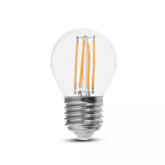 V-TAC 6W E27 természetes fehér filament G45 LED égő, 100Lm/W - SKU 2843