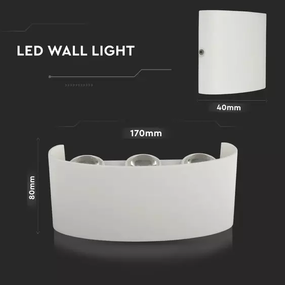 V-TAC 6W kültéri homokfehér fali LED lámpa meleg fehér - SKU 218613