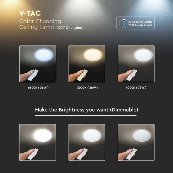V-TAC 72W csillagos, díszperemes mennyezeti LED lámpa, változtatható szinhőmérsékletű - SKU 2114951