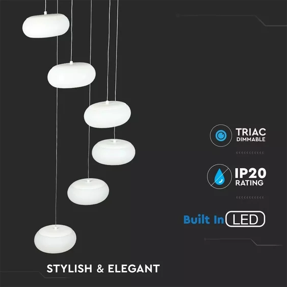 V-TAC 72W dimmelhető designer csillár, beépített LED fényforrással, meleg fehér - SKU 40011