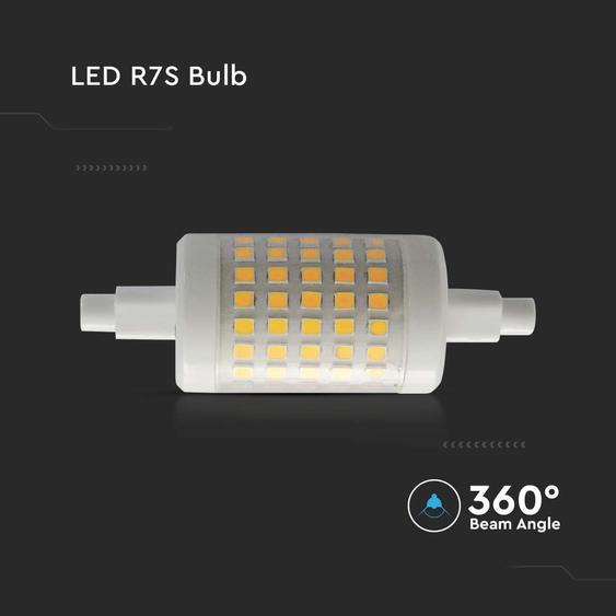 V-TAC 7W 78mm R7S meleg fehér LED égő, 100 Lm/W - SKU 212713