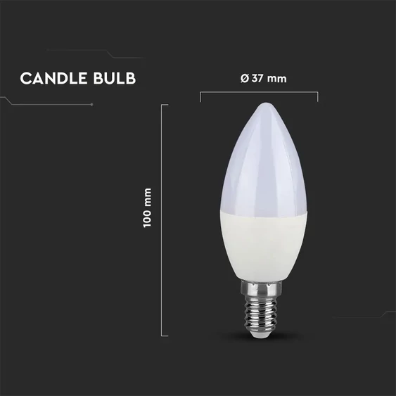 V-TAC 7W E14 természetes fehér LED gyertya égő - SKU 112